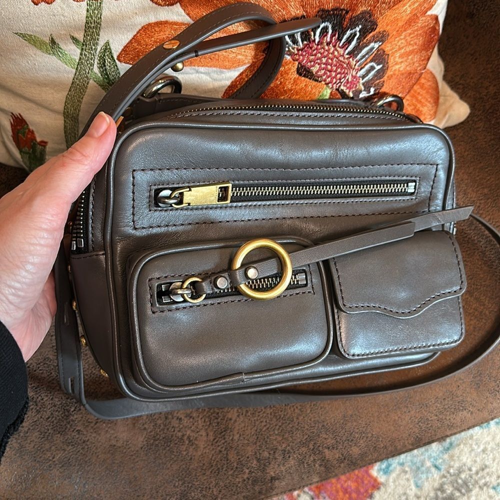 REBECCA MINKOFF CROSSBODY LEATHER JETT BOXY BAG STUDS CARGO RINGS CLASPS NWOT - Picture 7 of 17